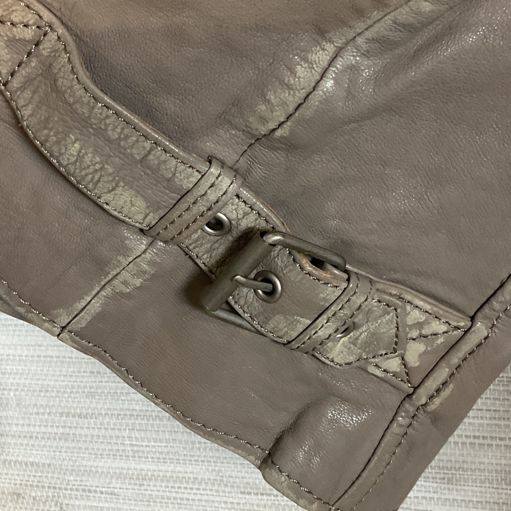 Women's Mauritius Sofia RF Lambskin Leather Biker Moto Jacket Distressed Grey 8 - Picture 6 of 16